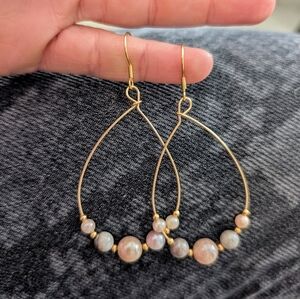 18k‎ plated Gold Pearl Earrings hand made